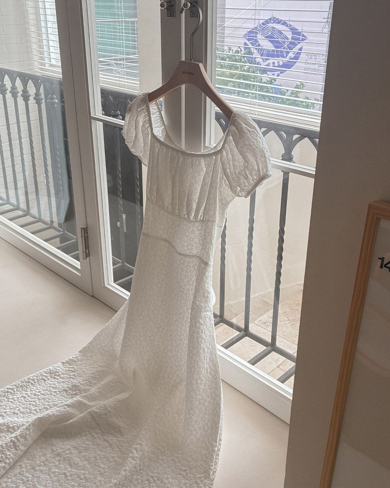 Del Flower Puff Long Dress