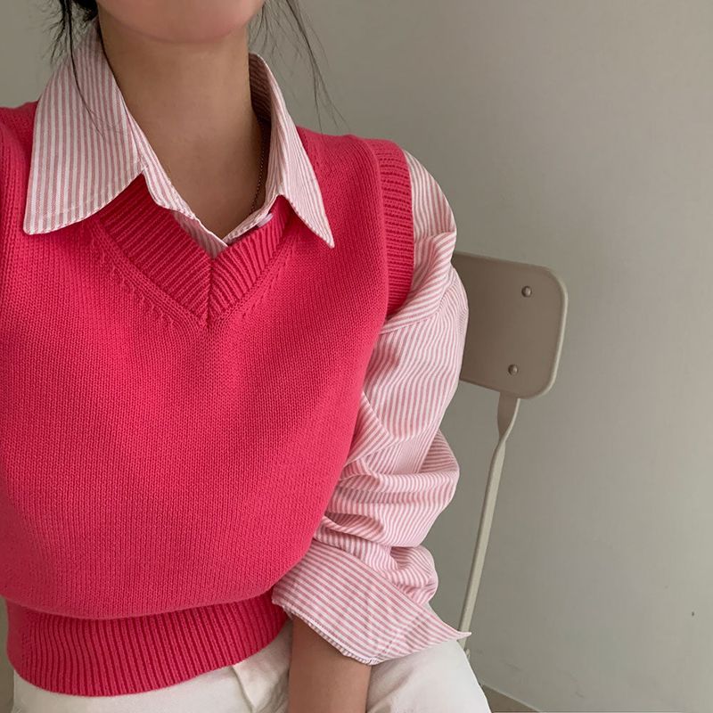 [Bellide made] Old money V-neck knit vest