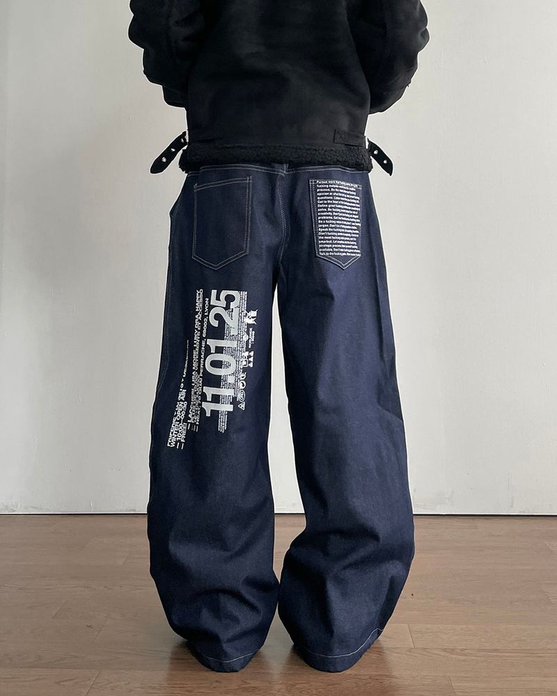 Leon Lettering Denim Pants