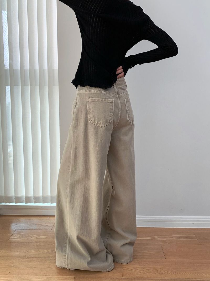 Four Seasons Wide Washed Cotton Pants