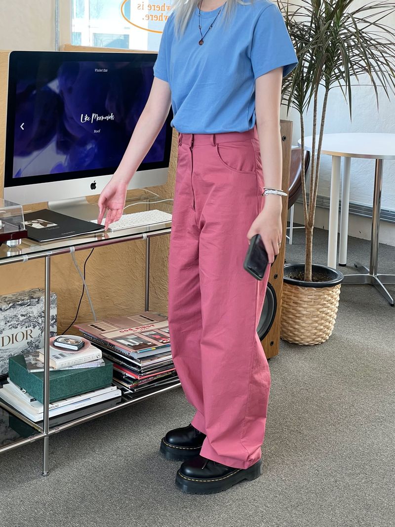 Vivid color cotton pants