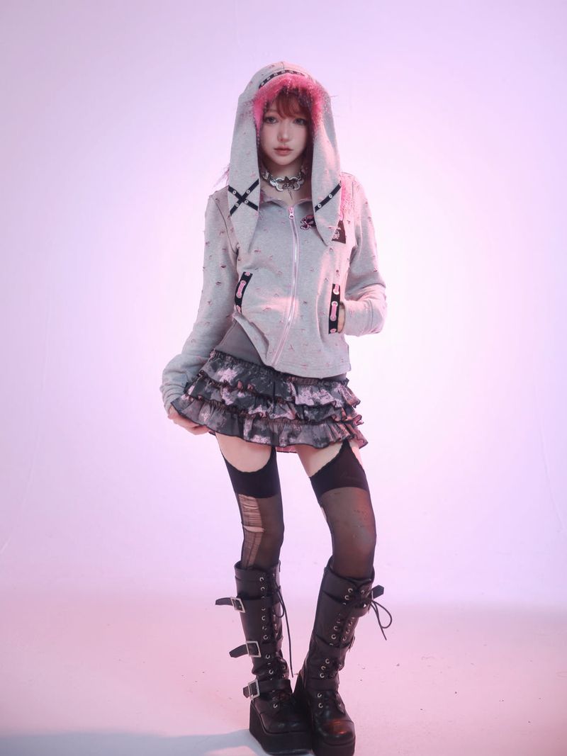 Evil Tooth Punk Bunny Long-Ear Hoodie
