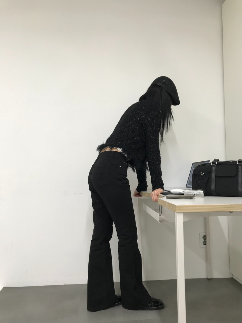 コットンスリムブーツカットパンツ
