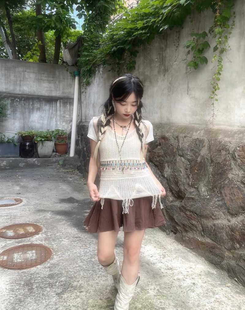 Morigirl linen banding pantskirt
