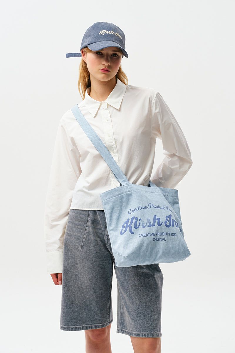UNI WORDING LOGO DENIM ECO BAG [BLUE]