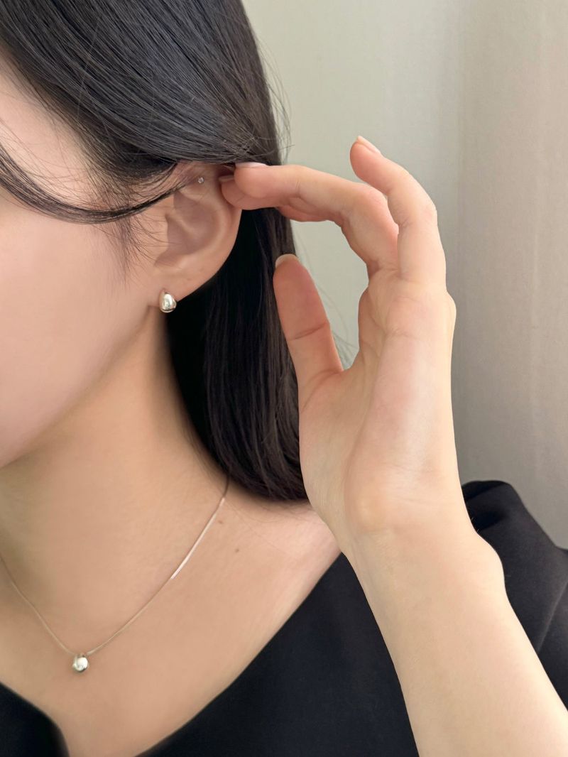 [Silver 925] bold water drop earrings necklace set