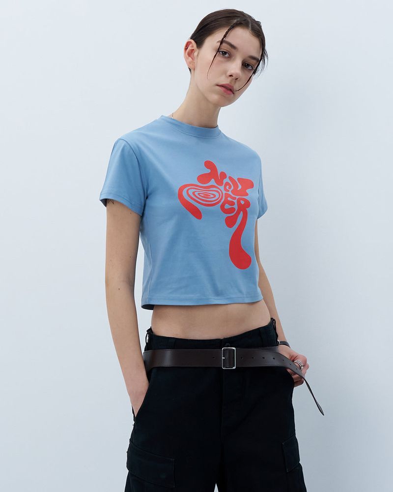 TWISTED LOGO CROP TSHIRT-BLUE