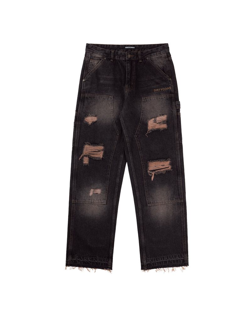 DirtyCoins（ダーティーコインズ）の「DirtyCoins Distressed Double Knee Denim Pants Brown（Pants）」