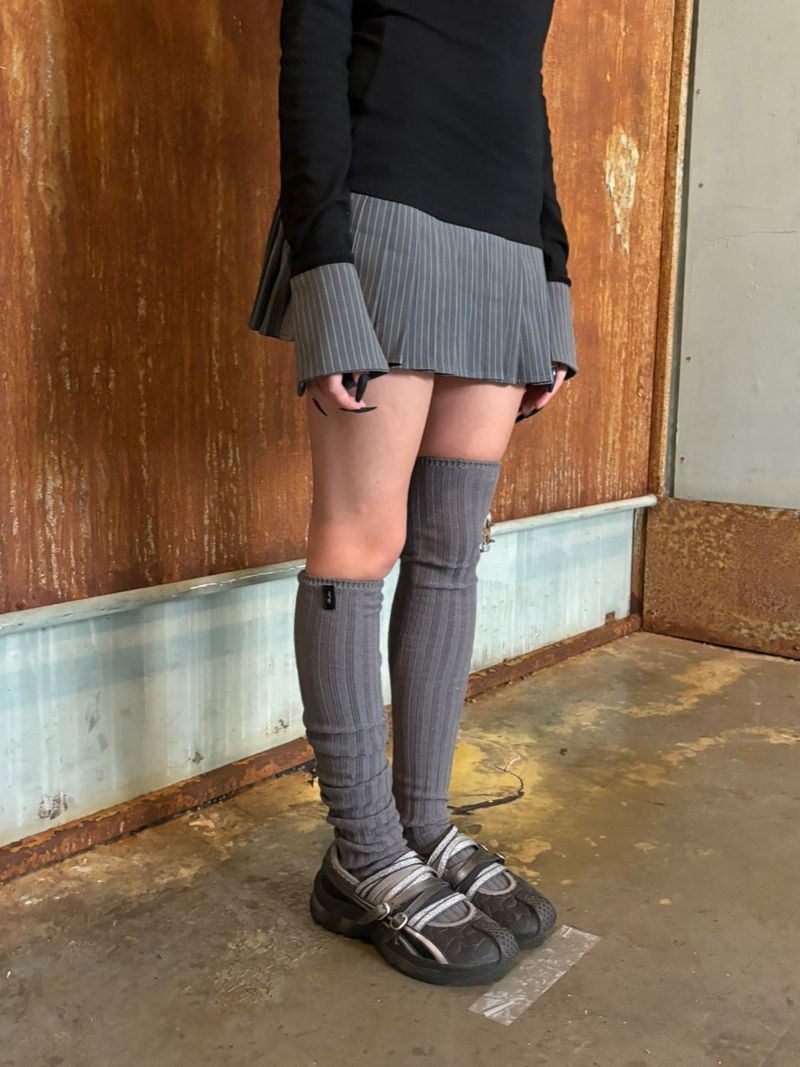 From knee socks (gray)