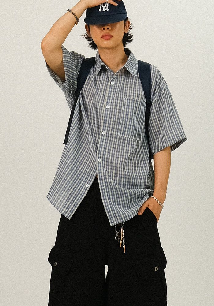 SEMIKAJI（セミカジ）の「MU Pocket Check 1/2 Shirt（Tops）」