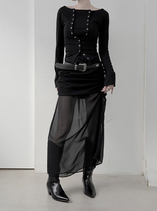 Cente Chiffon Layered Long Skirt