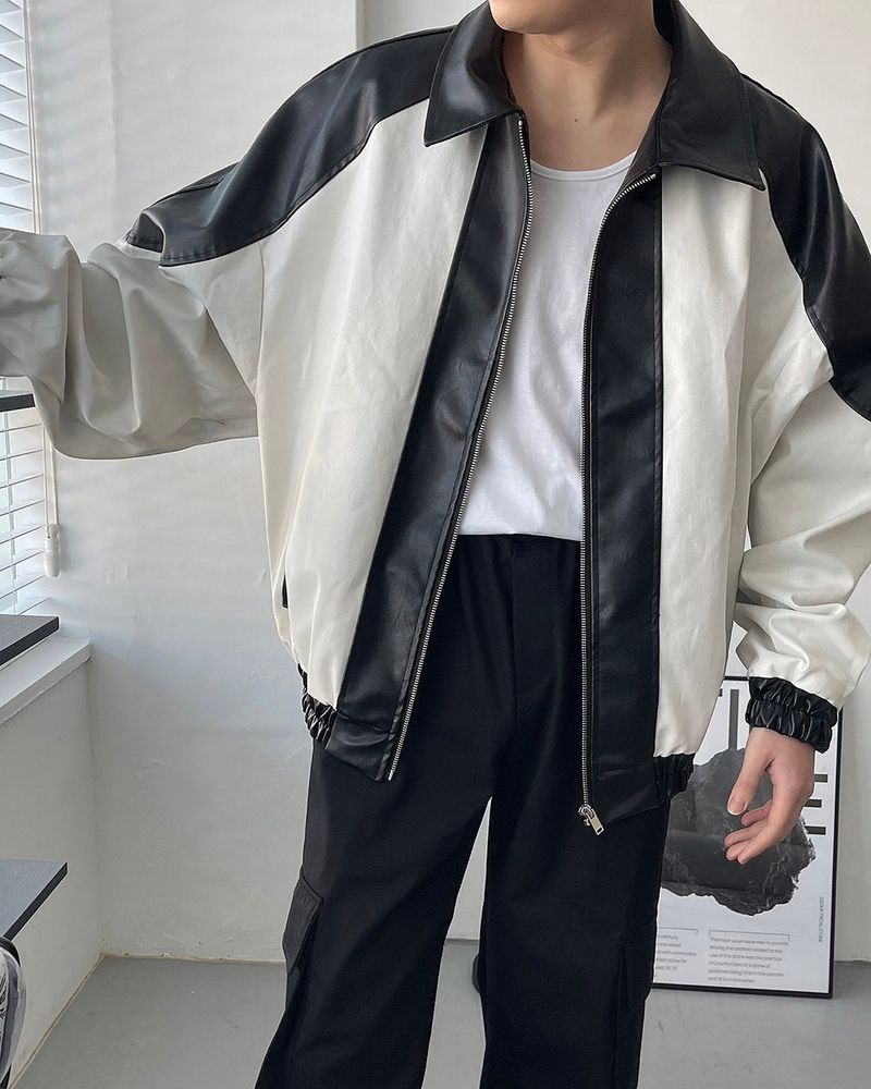 90's Coating Leather Jumper (2 colors)