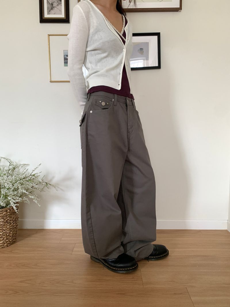 TWILL BACK POCKET STUD PANTS (3C)
