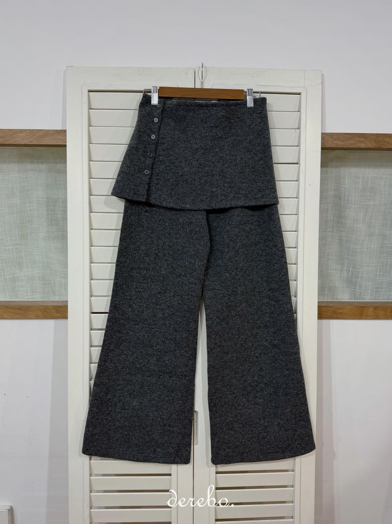 Layered skirt long knit pants