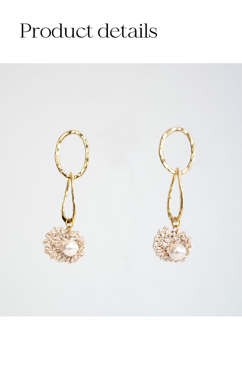Oval link knit pendant drop earring