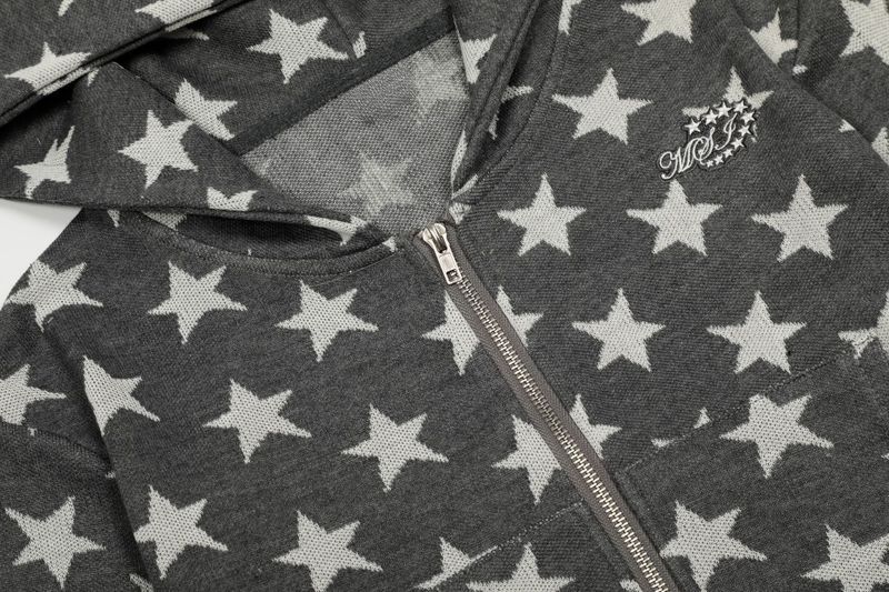 Dot&Star Patten Hooded Zip-up