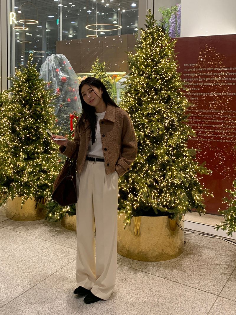 [MADE] [Wool Napping] Winter Warm Pintuck Wide Slacks