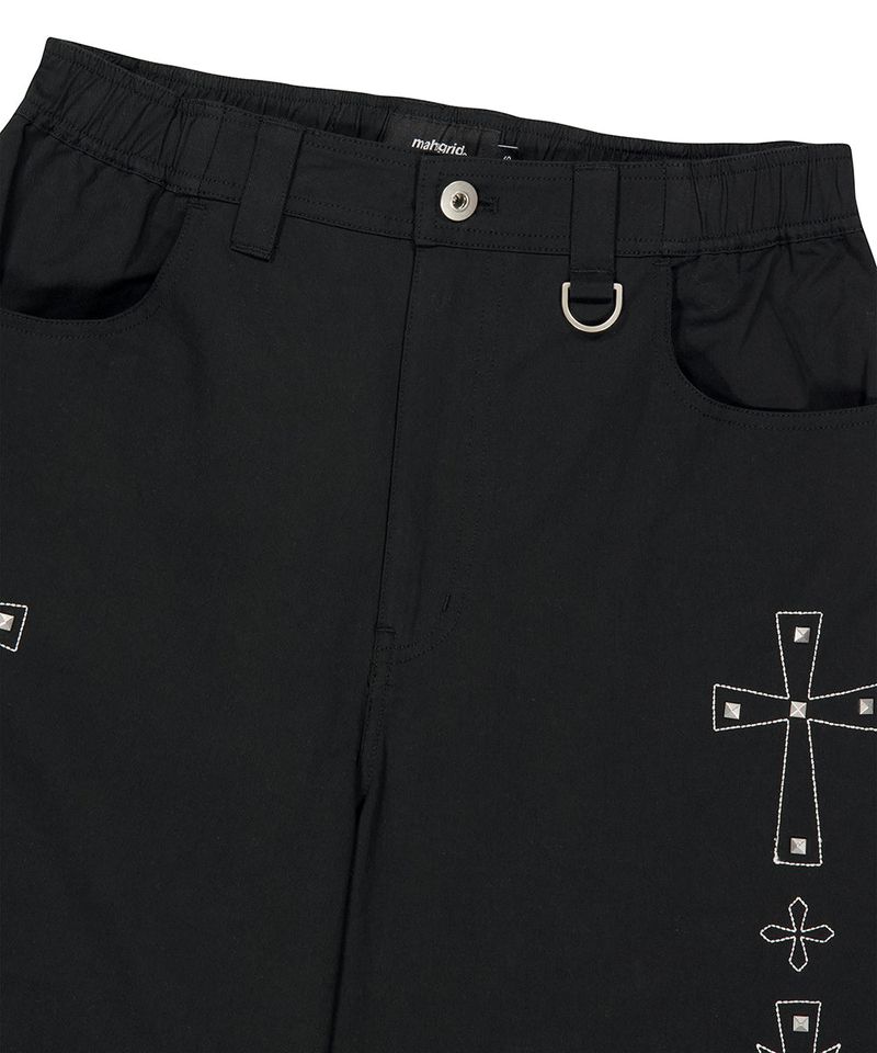 CROSS STUD TWILL SHORTS_BLACK