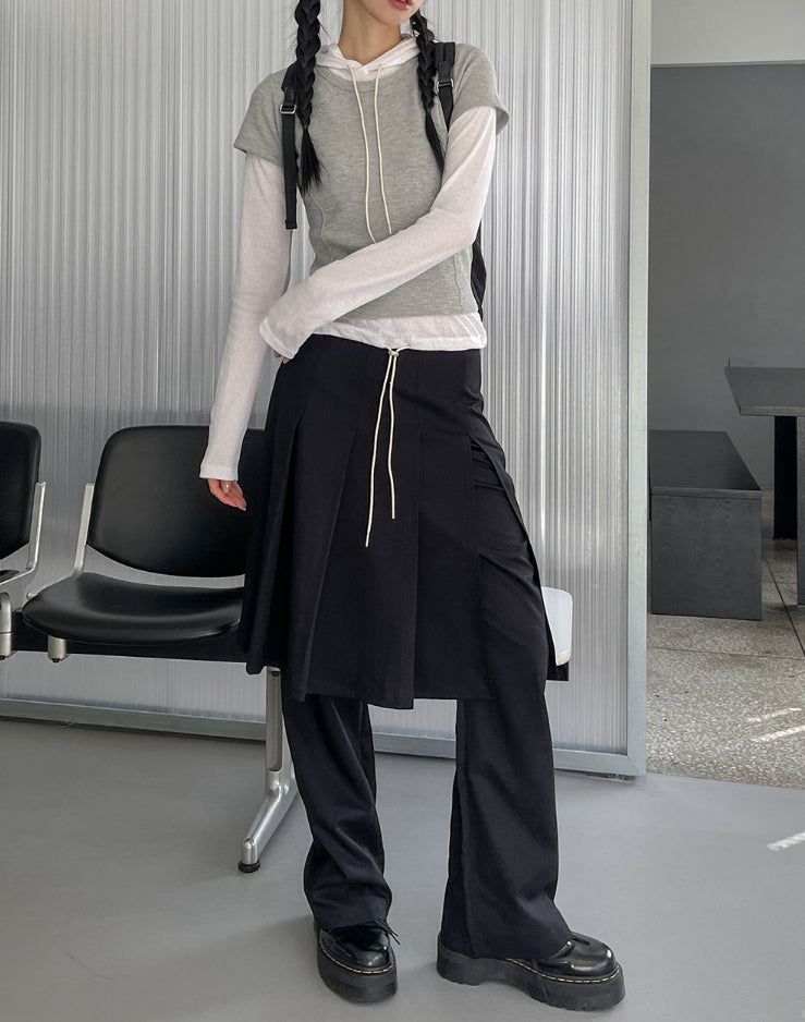 Epic Layered Pleated Skirt Pants