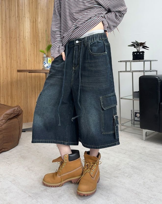 Letty Strap Cargo Bermuda Denim