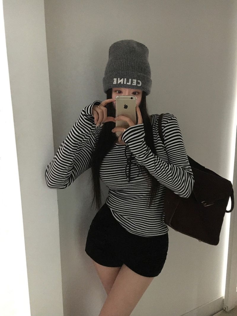 BEIDELLI（ベイデリー）の「[BELLIDE MADE] Cookie, stripe finger hole T-shirt（Tops）」