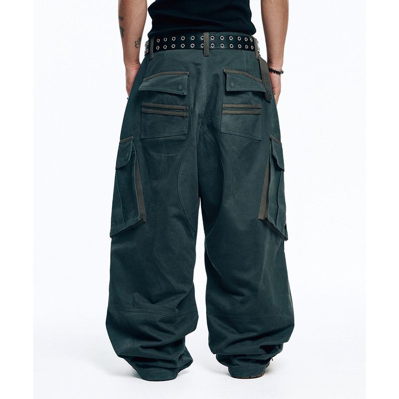 Peach Cotton Cargo Pants - Charcoal