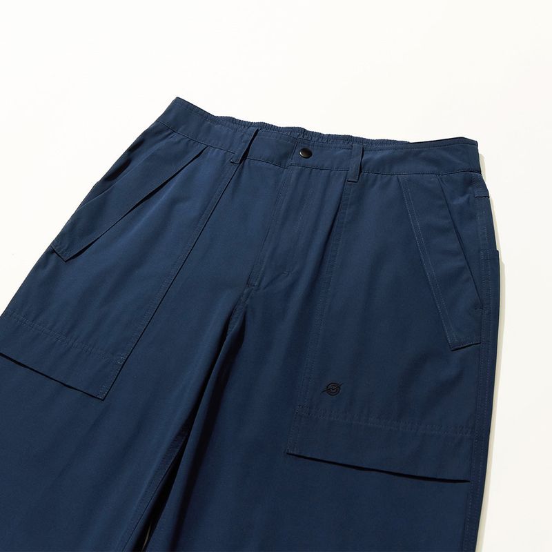 Poly Cotton RIB Track Zip Pants - NAVY