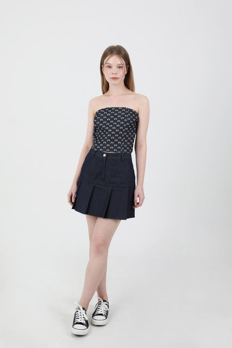 cattline(カトリーヌ)の「Denim Pleats Banding Mini Skirt Dark Blue(Skirts)」