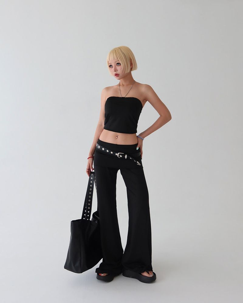 Summer Tube Top & Roll-Up Pants Two-Piece Set
