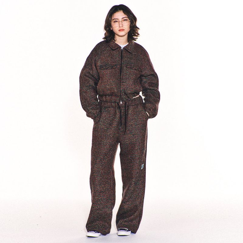 AVRIL TWEED WIDE LONG PANTS (GREEN)