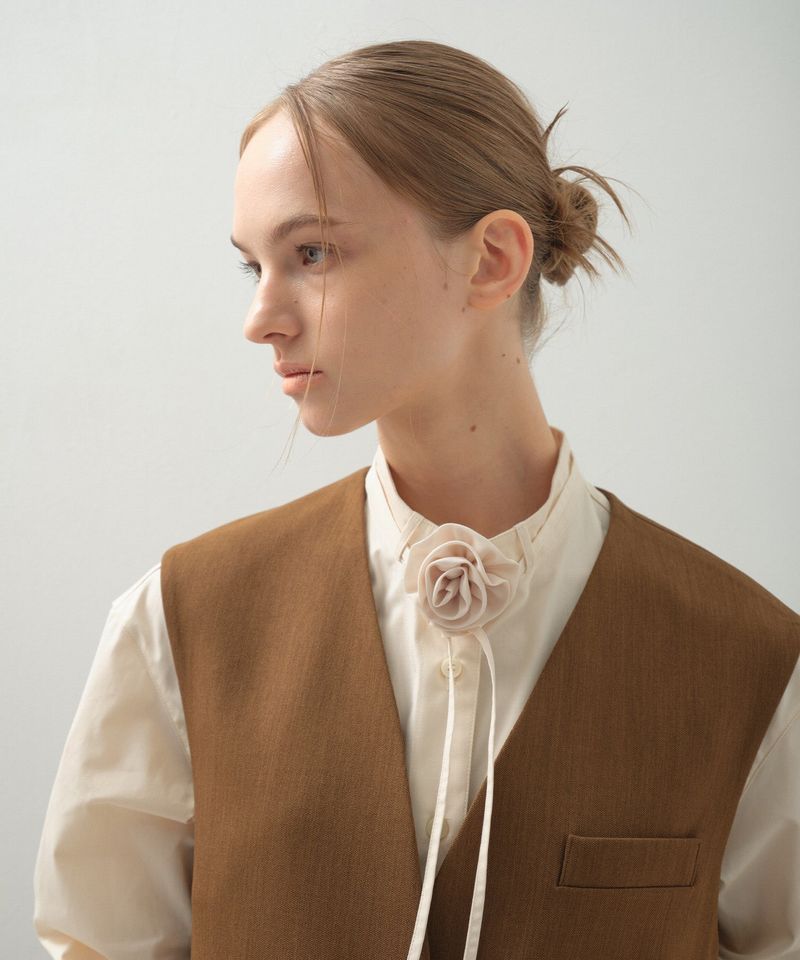 Brooch Convertible Shirt_Cream