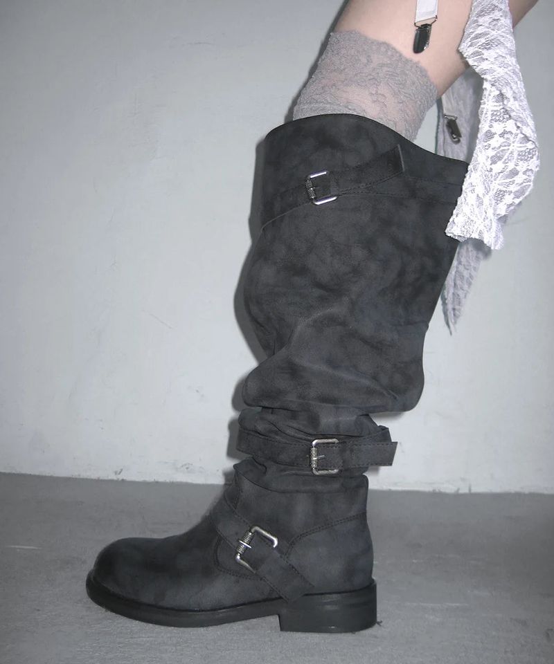 dusty slouch long boots (2colors)