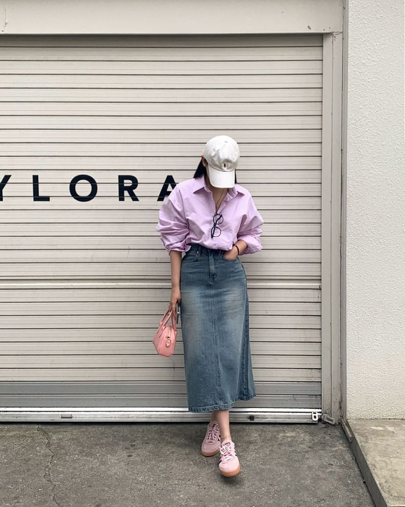 [BELLIDE MADE] SLIT LONG DENIM SKIRT