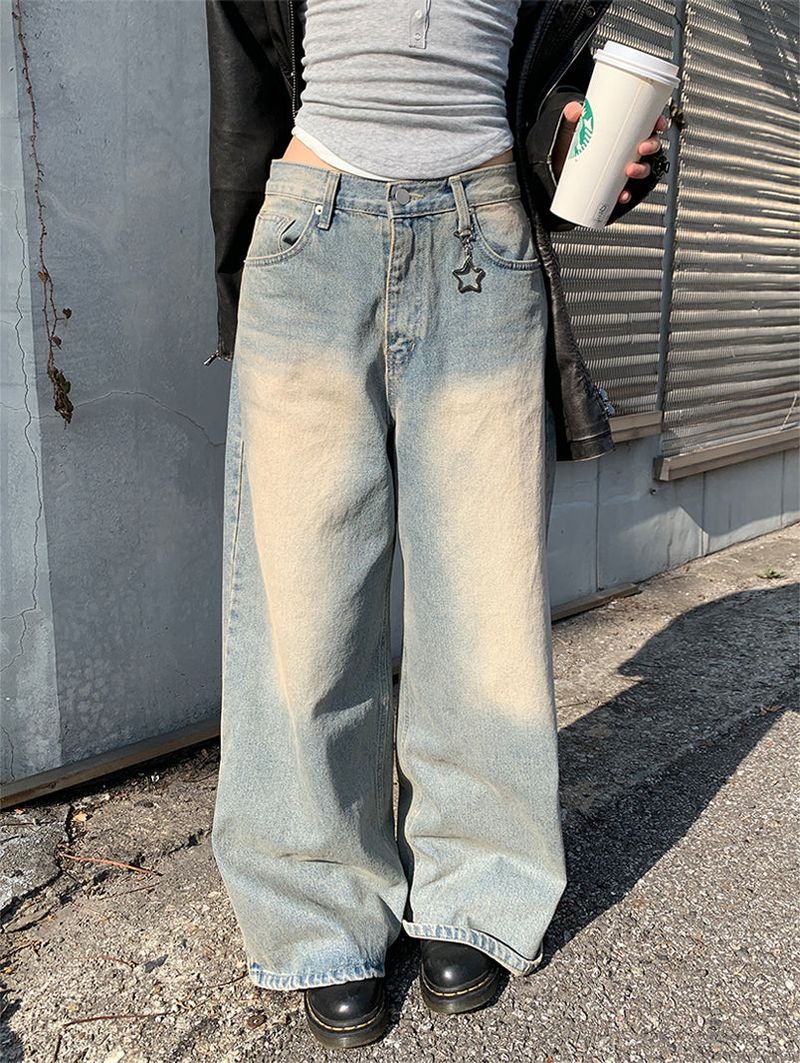KEYRING WASHED WIDE JEANS