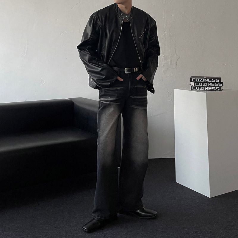 RU23118 Buffing Leather Jacket (2 colors)