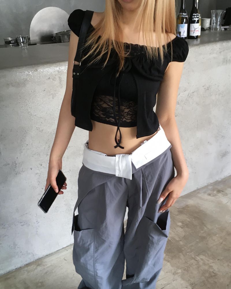 Nylon belted cargo pants