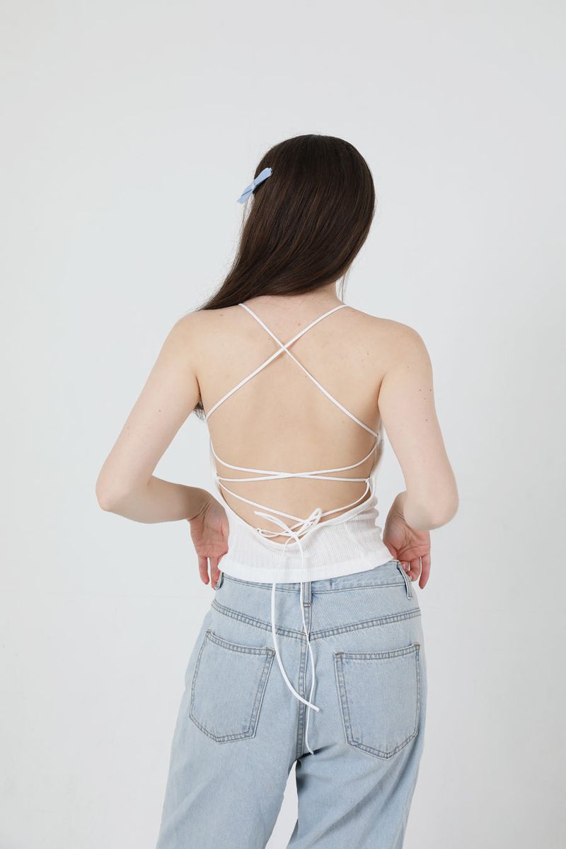 Back Slit Crop Sleeveless White