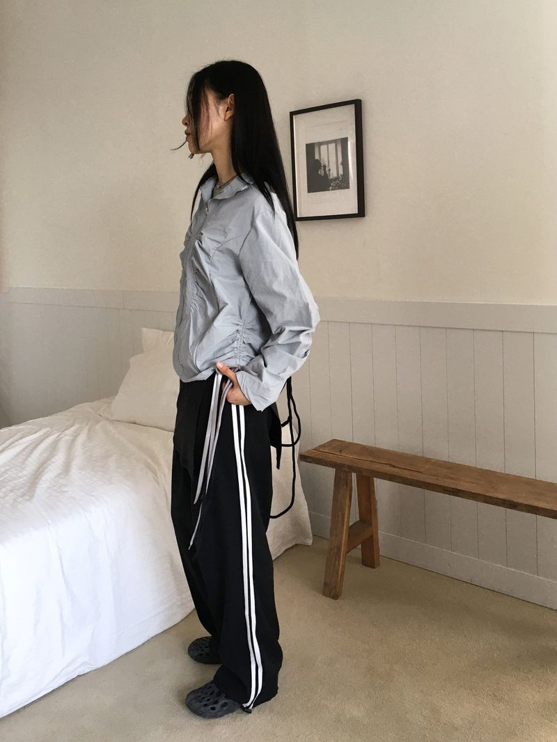 Newer shirring string nylon windbreaker jacket