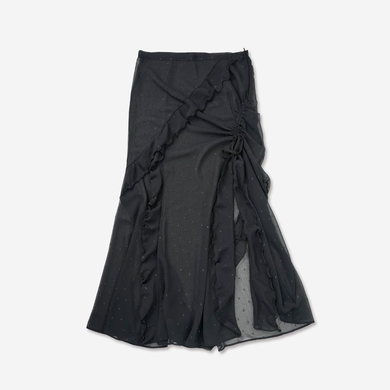 SILHOUETTE RUFFLE MAXI SKIRT [BLACK]
