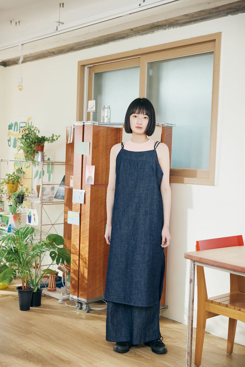 Denim slit dress
