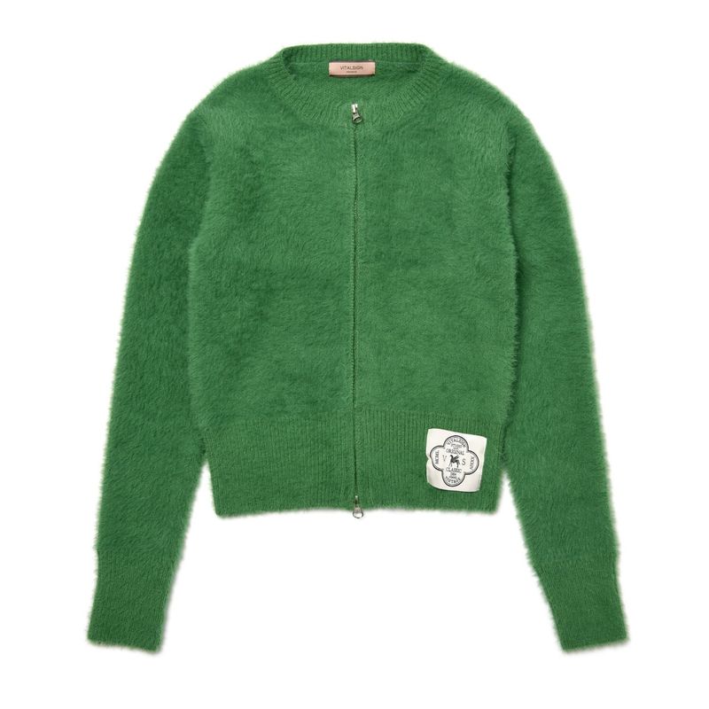 [LINE] Mohair Wool Blend Knit Zip-Up