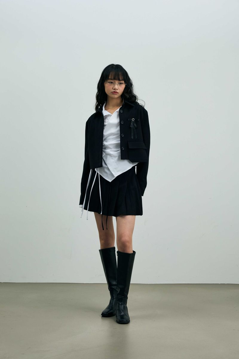 MILD PLEATS SKIRT PANTS / BLACK