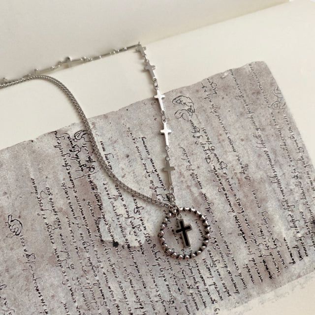 ky Coin Black Cross Two Way Necklace