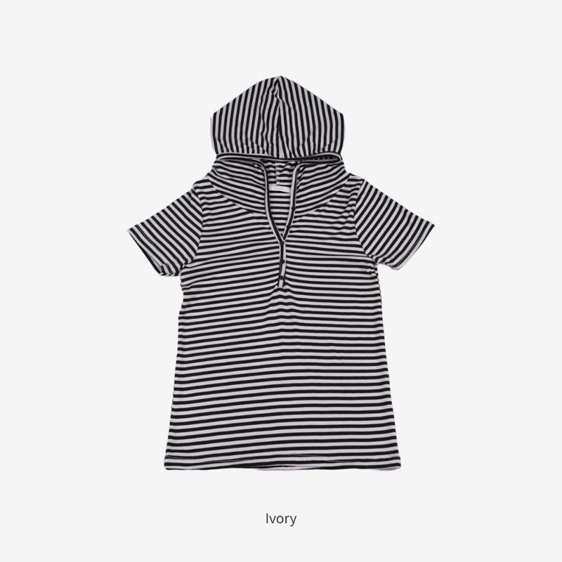 ルナン ストライプ フード付きTシャツ
