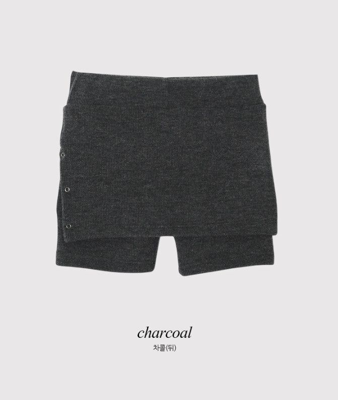 Slit Layered Knit Skirt Pants (2color)