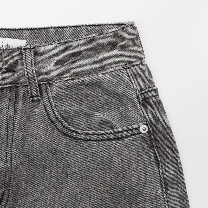 GRAY SEMI WIDE DENIM PANTS code 18113