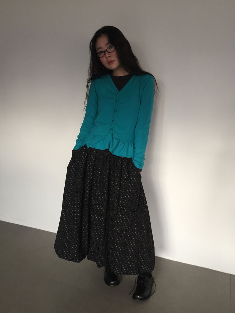 Wool Dot Balloon Skirt (2Colors)