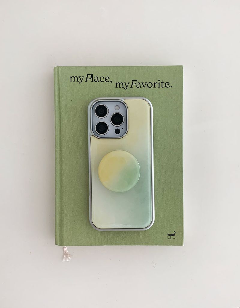 [MADE]レモングリーン シルバー エポキシ MagSafe iPhoneケース