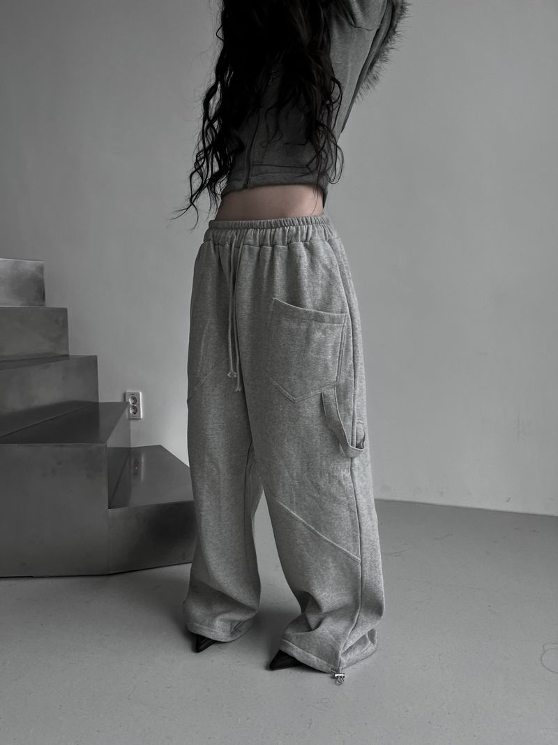 strap cut-line wide pants (fleece-lined / 2color)
