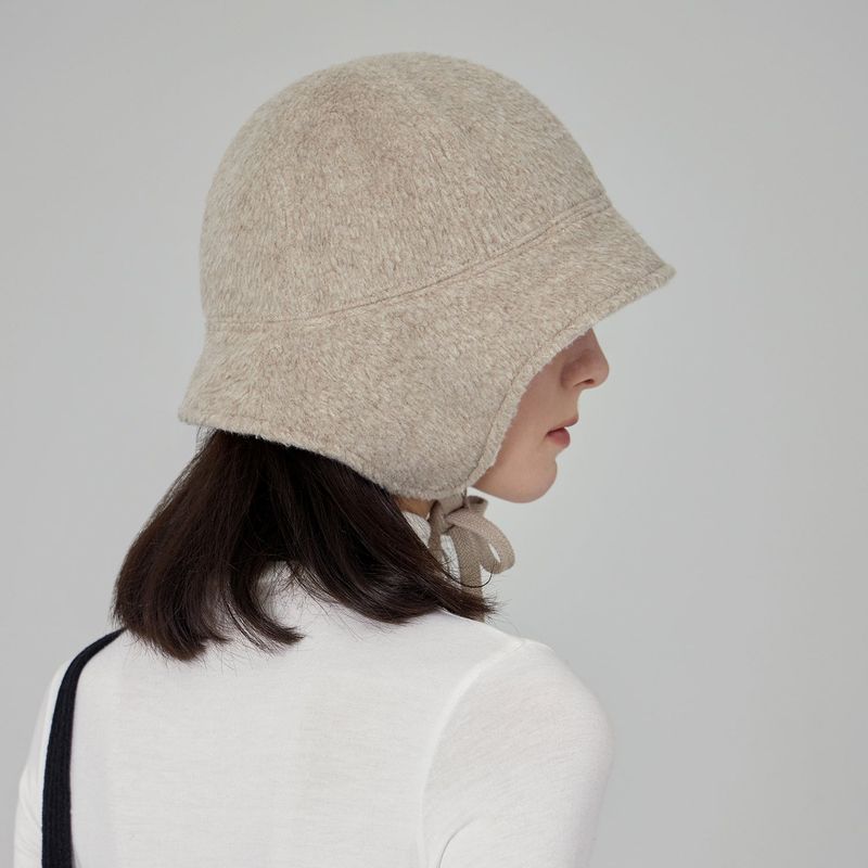 VA Curved Circle Logo Flap Bonnet Hat / Oatmeal